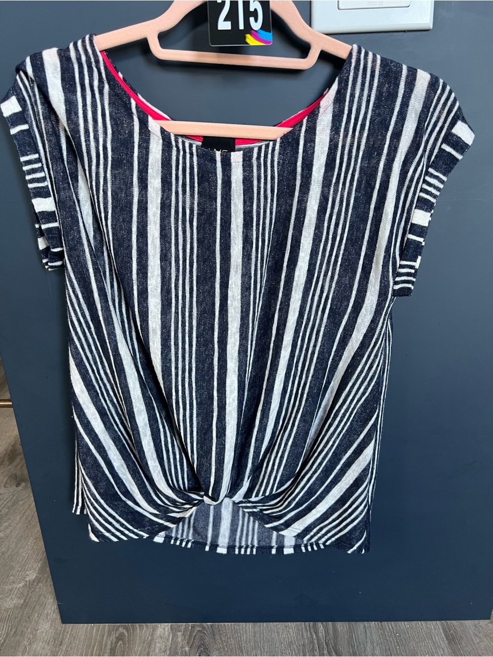 Knotted Pin Stripes Top (NWOT) 🍒 Blue & White, Size XS **fits like a medium